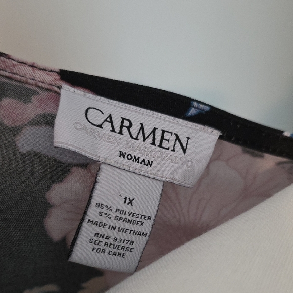 Carmen Marc Valvo Floral Blouse 1X - Picture 4 of 5